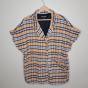 Centigrade | Tan Plaid Short Sleeve Jacket